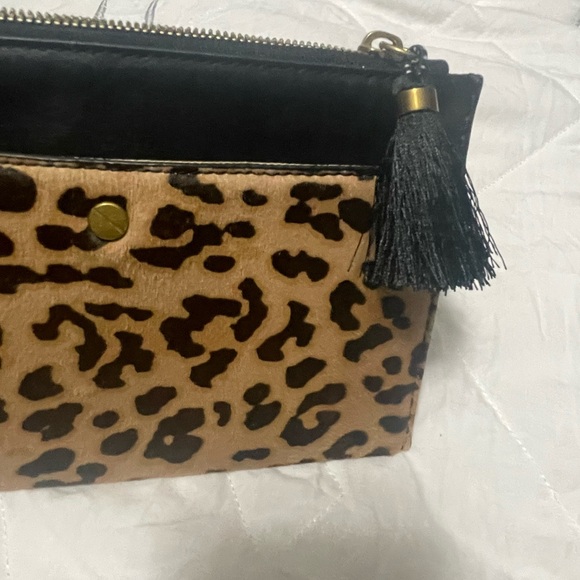 J Crew leopard print and black leather small clutch/ makeup bag. New w tags - Picture 14 of 16
